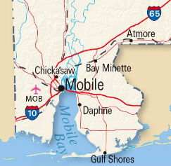 Map of Bay Minette, Alabama area
