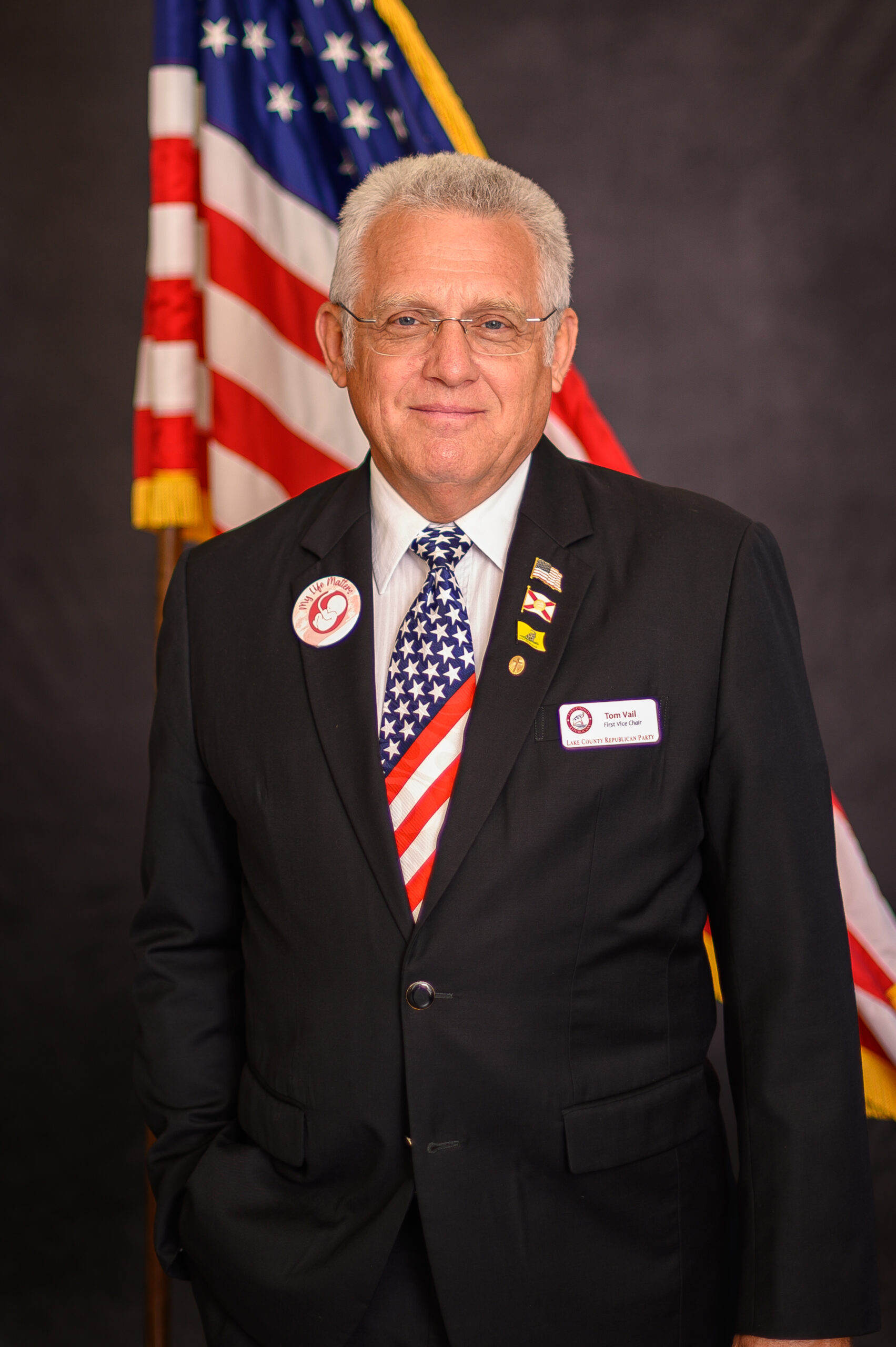 Tom Vail with US Flag