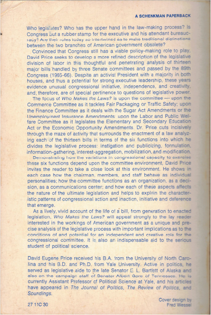 Who Makes the Laws rear cover